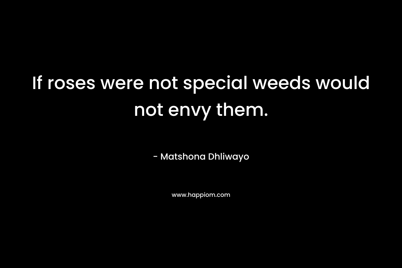 If roses were not special weeds would not envy them. – Matshona Dhliwayo