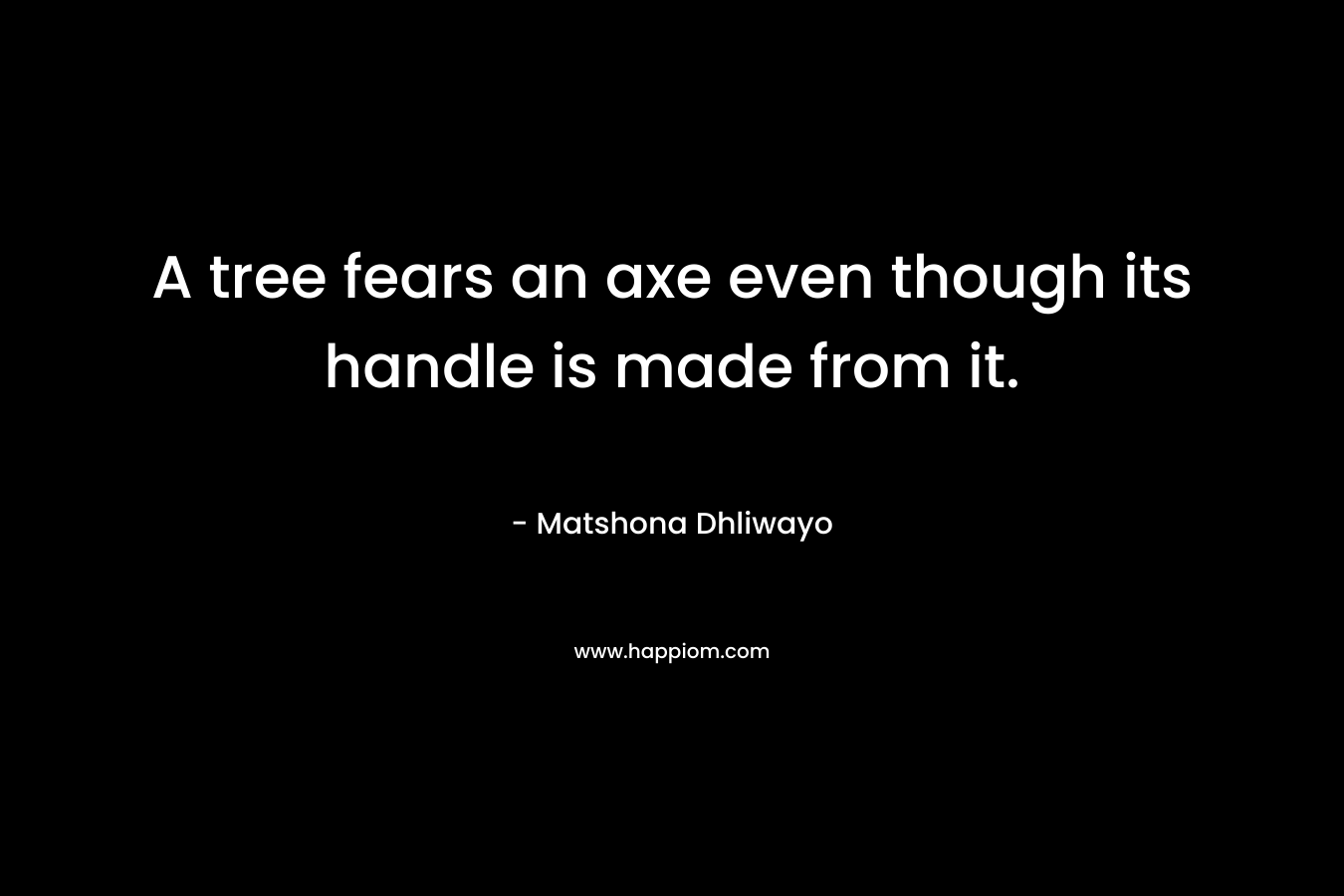A tree fears an axe even though its handle is made from it. – Matshona Dhliwayo