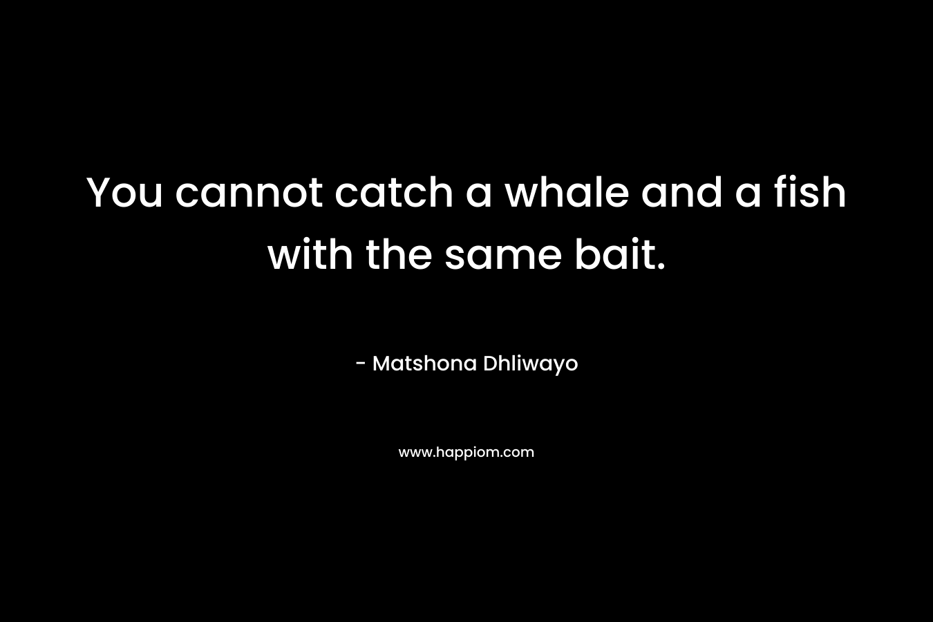 You cannot catch a whale and a fish with the same bait. – Matshona Dhliwayo