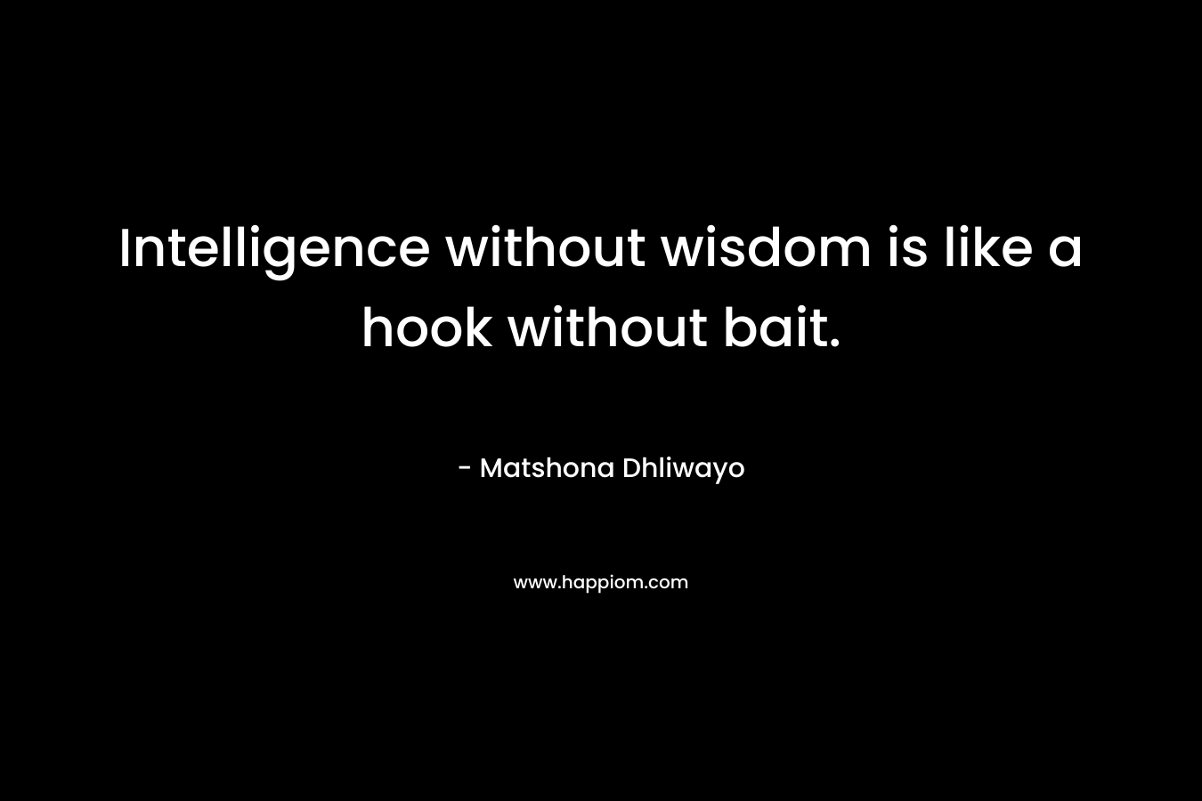 Intelligence without wisdom is like a hook without bait. – Matshona Dhliwayo