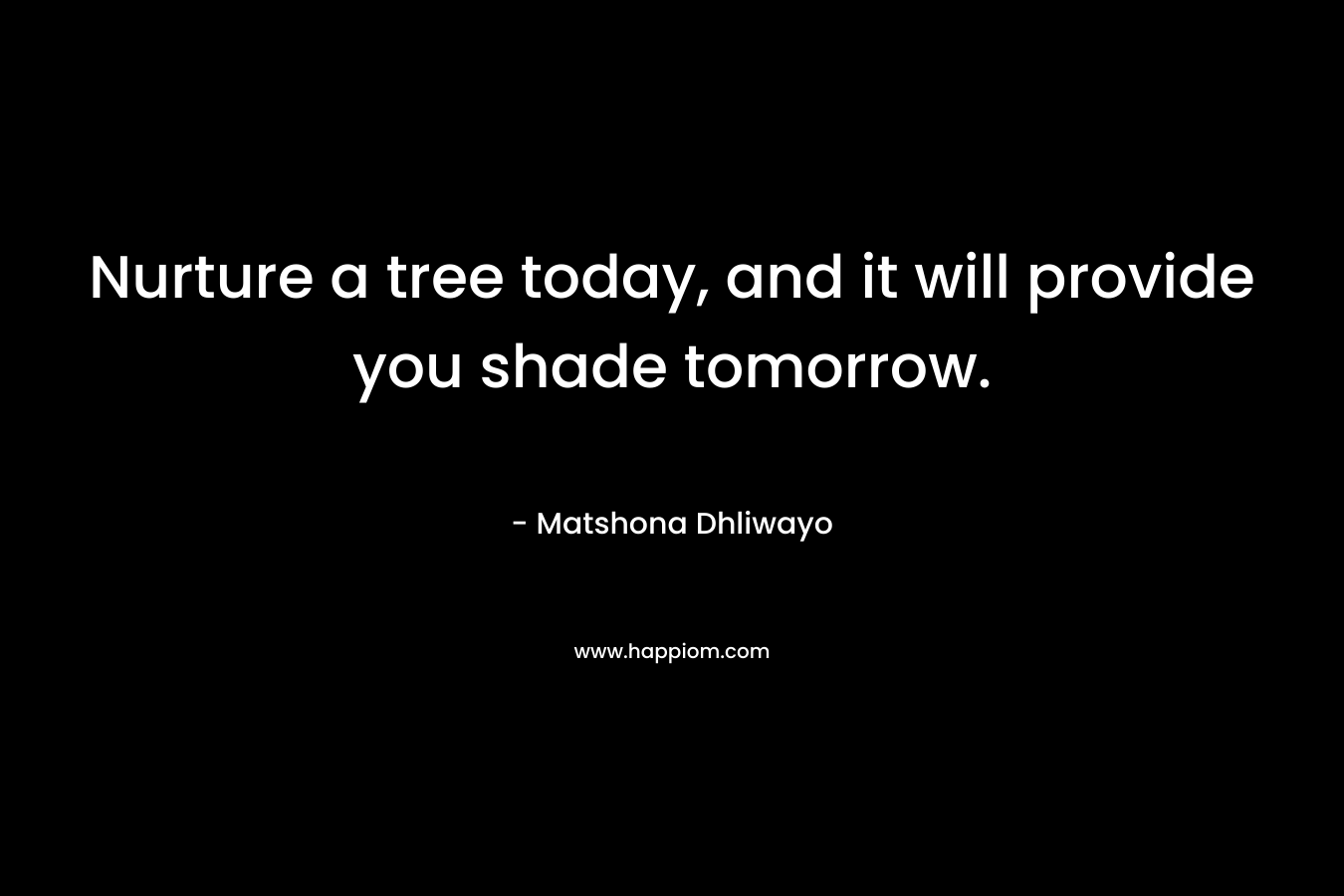 Nurture a tree today, and it will provide you shade tomorrow.