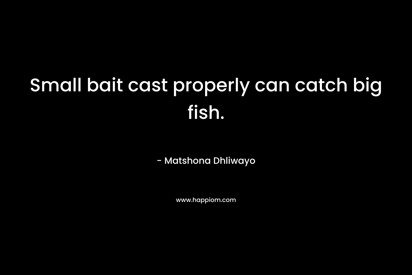 Small bait cast properly can catch big fish. – Matshona Dhliwayo
