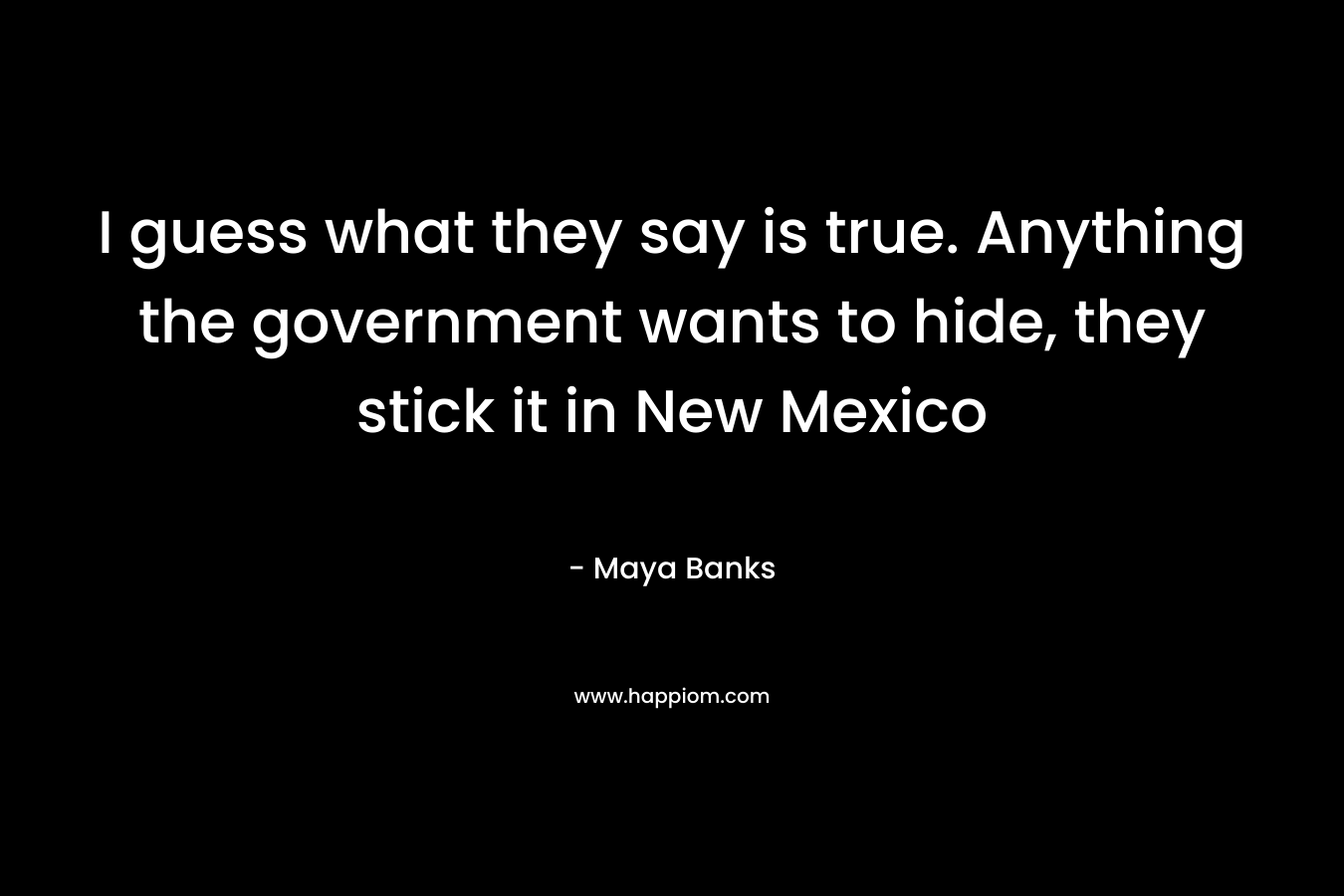 I guess what they say is true. Anything the government wants to hide, they stick it in New Mexico – Maya Banks