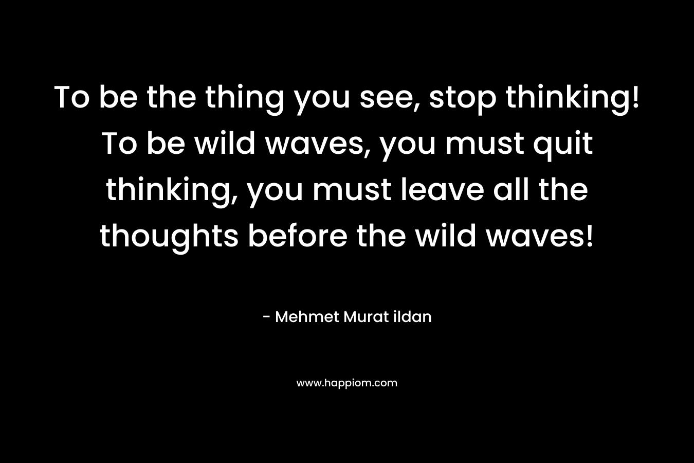 To be the thing you see, stop thinking! To be wild waves, you must quit thinking, you must leave all the thoughts before the wild waves!