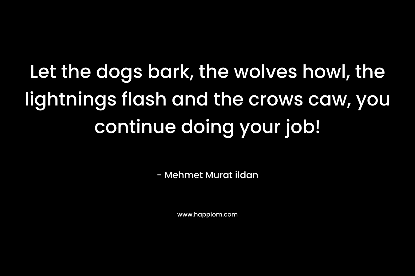 Let the dogs bark, the wolves howl, the lightnings flash and the crows caw, you continue doing your job! – Mehmet Murat ildan