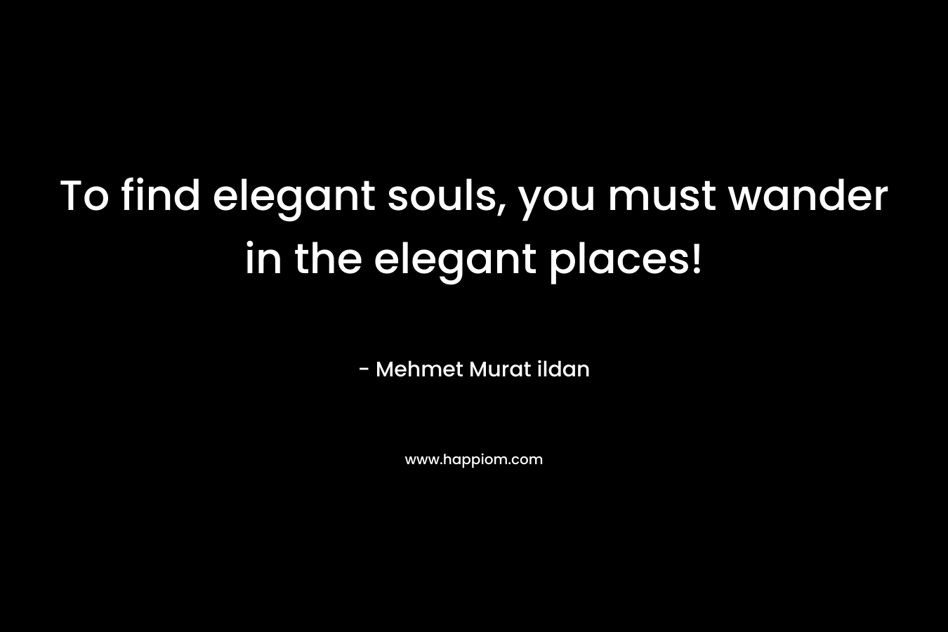 To find elegant souls, you must wander in the elegant places! – Mehmet Murat ildan