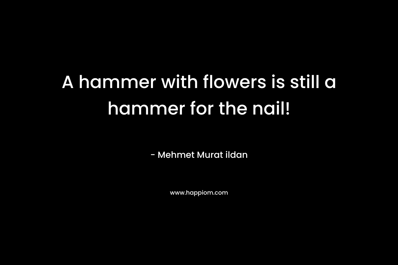 A hammer with flowers is still a hammer for the nail! – Mehmet Murat ildan