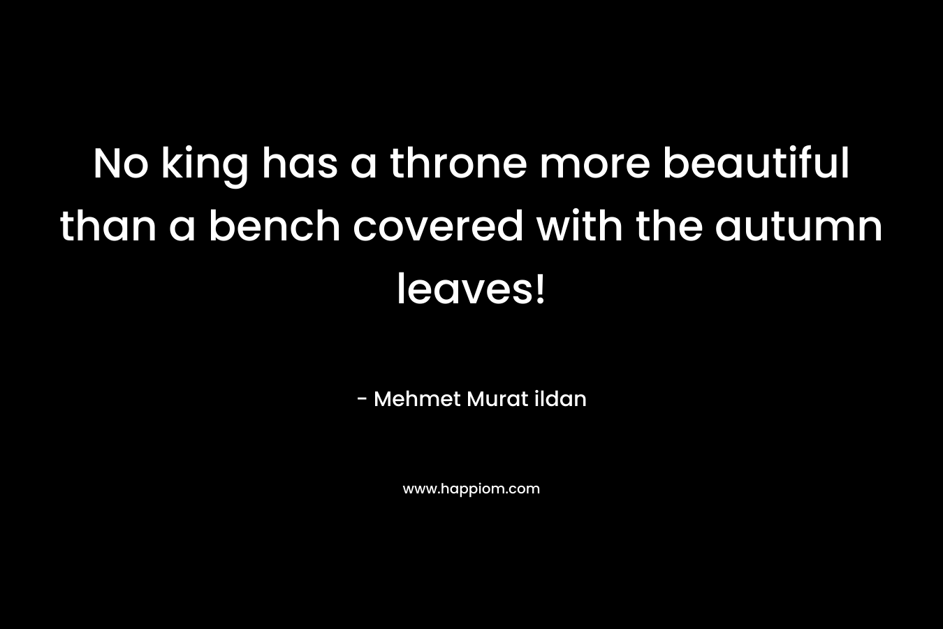 No king has a throne more beautiful than a bench covered with the autumn leaves! – Mehmet Murat ildan