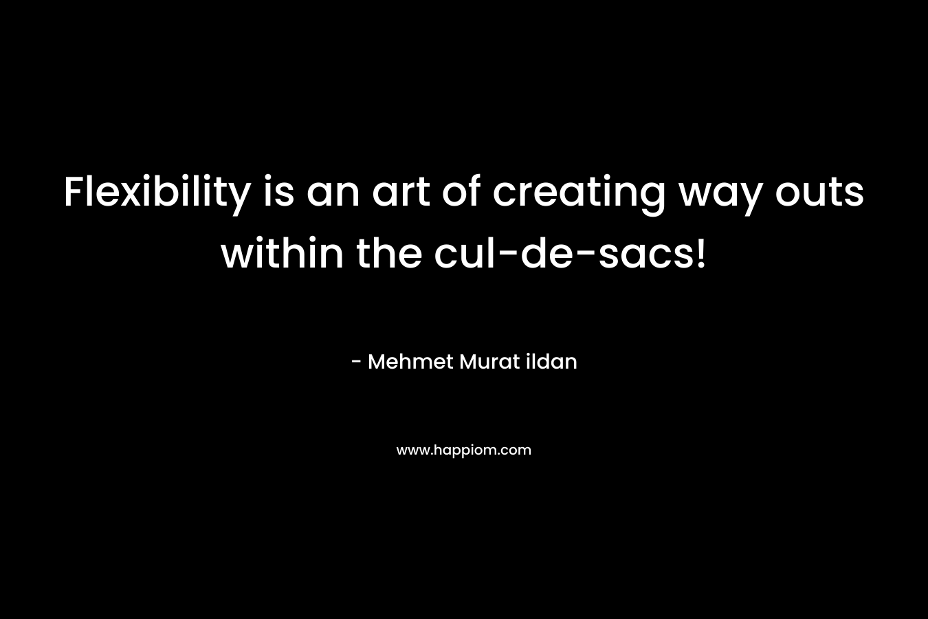 Flexibility is an art of creating way outs within the cul-de-sacs! – Mehmet Murat ildan