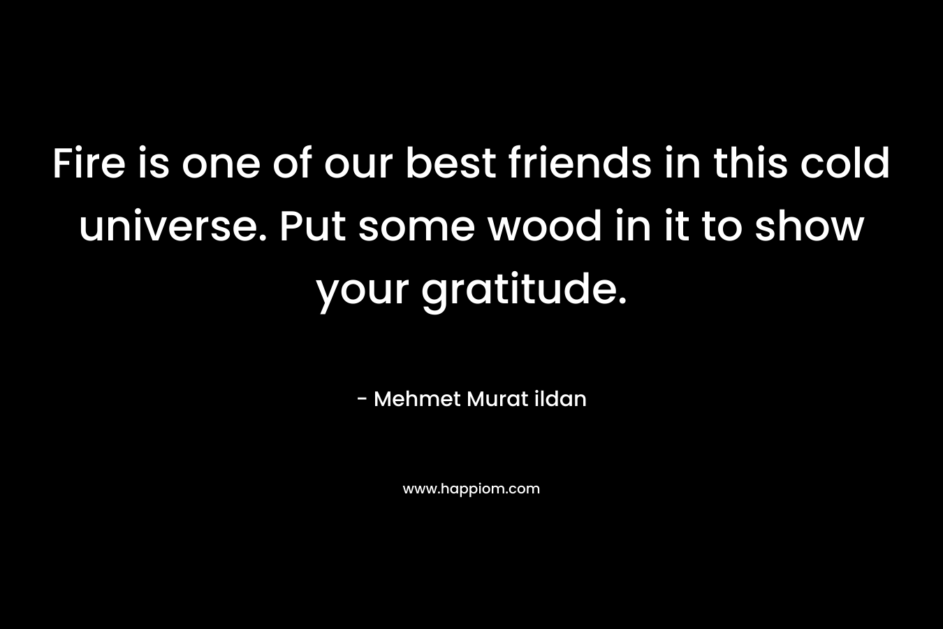Fire is one of our best friends in this cold universe. Put some wood in it to show your gratitude. – Mehmet Murat ildan