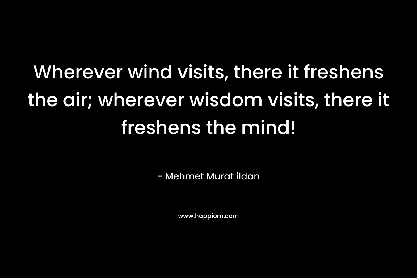 Wherever wind visits, there it freshens the air; wherever wisdom visits, there it freshens the mind! – Mehmet Murat ildan