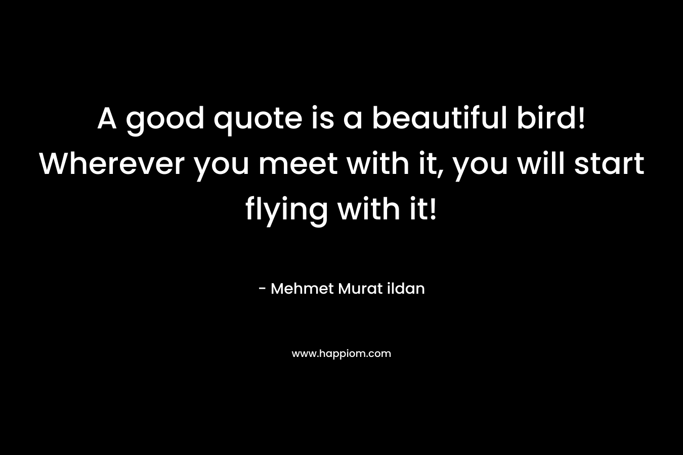 A good quote is a beautiful bird! Wherever you meet with it, you will start flying with it!