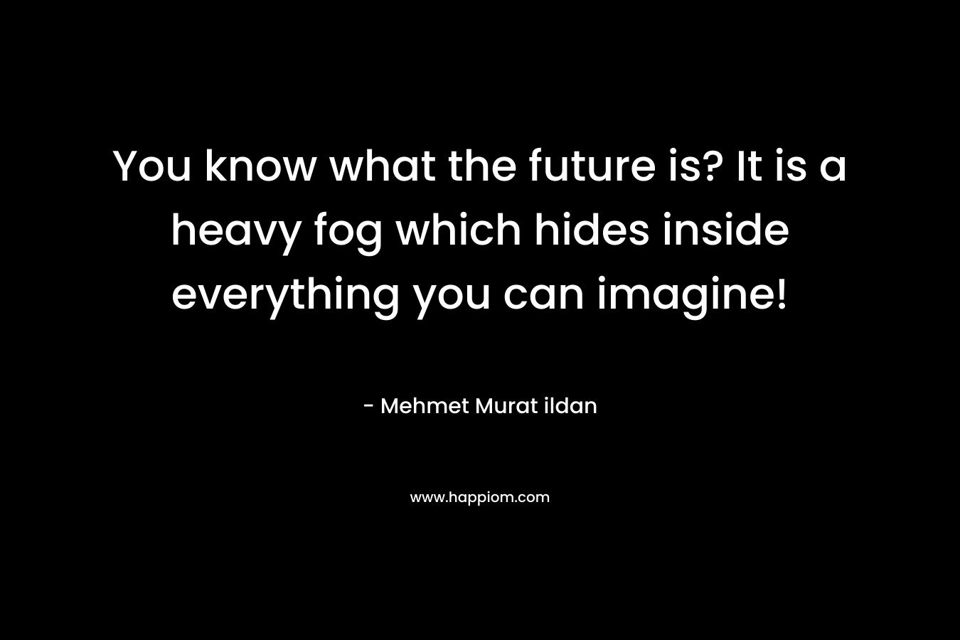 You know what the future is? It is a heavy fog which hides inside everything you can imagine! – Mehmet Murat ildan