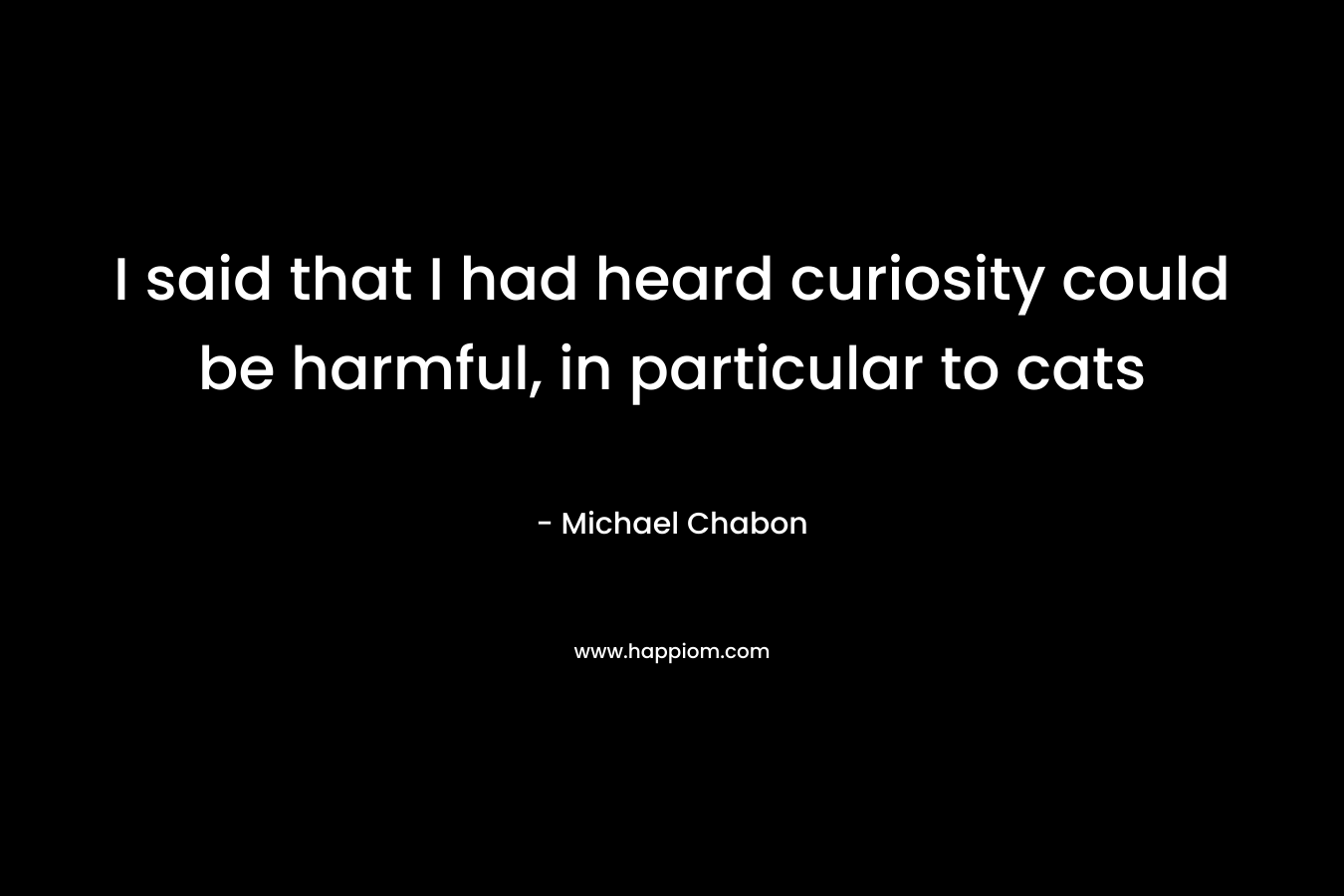 I said that I had heard curiosity could be harmful, in particular to cats