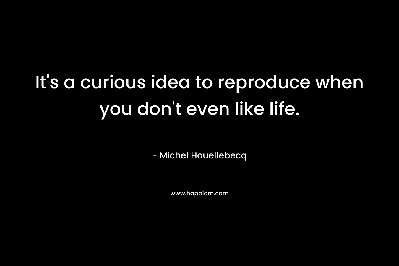 It’s a curious idea to reproduce when you don’t even like life. – Michel Houellebecq