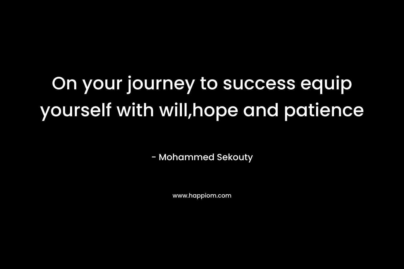 On your journey to success equip yourself with will,hope and patience