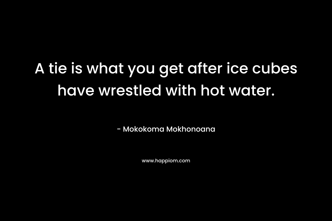 A tie is what you get after ice cubes have wrestled with hot water. – Mokokoma Mokhonoana