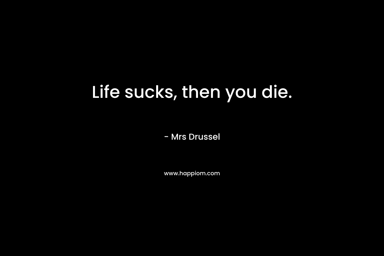 Life sucks, then you die.