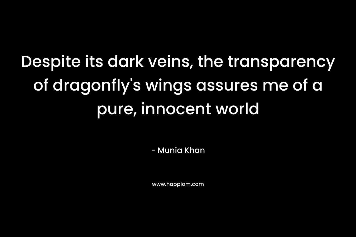 Despite its dark veins, the transparency of dragonfly’s wings assures me of a pure, innocent world – Munia Khan