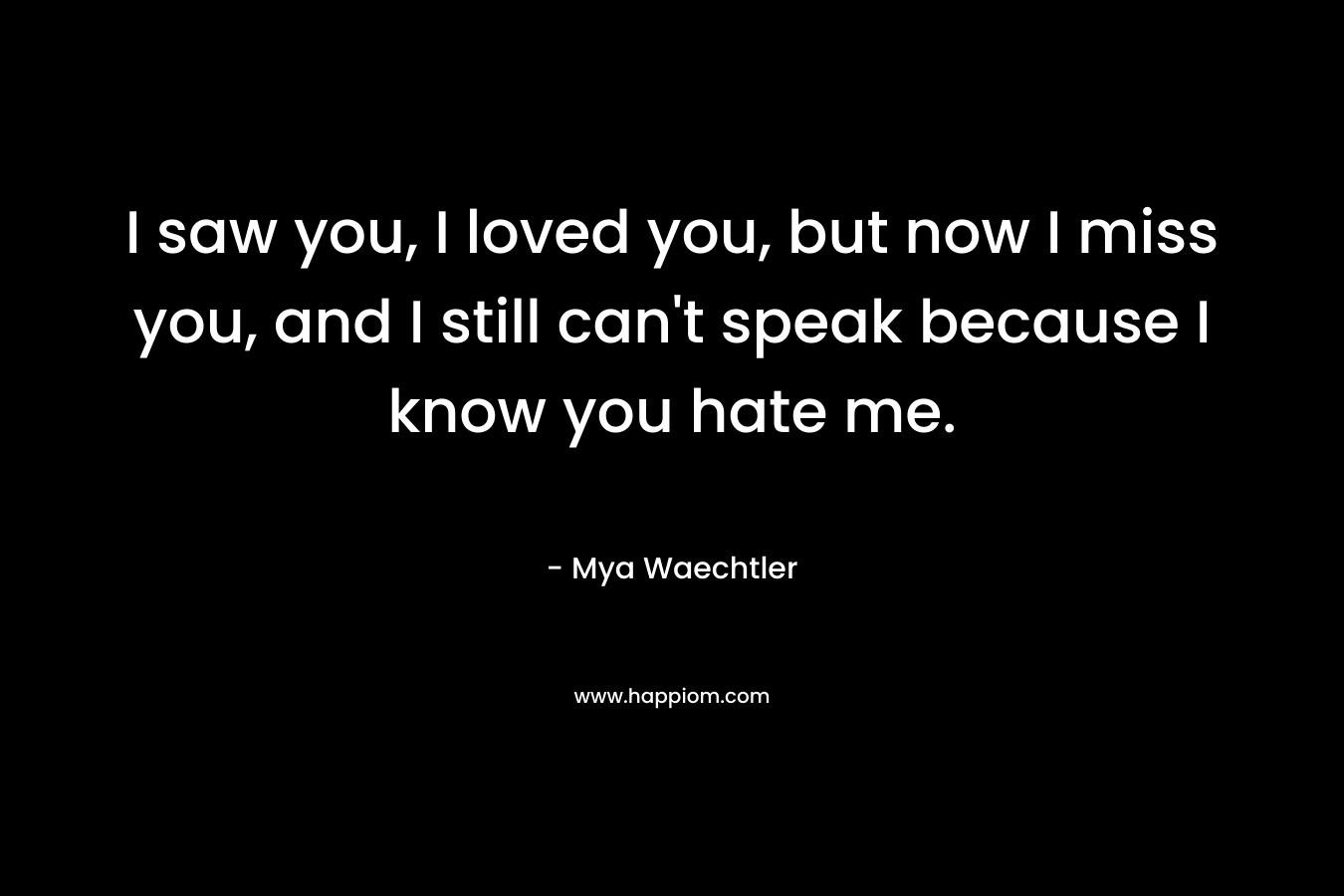 I saw you, I loved you, but now I miss you, and I still can’t speak because I know you hate me. – Mya Waechtler