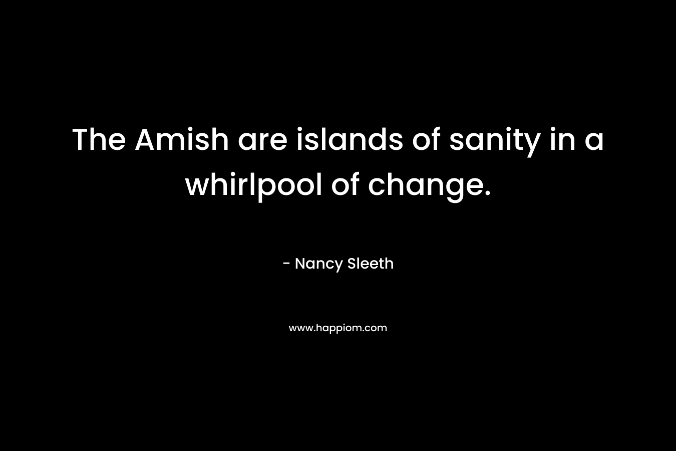 The Amish are islands of sanity in a whirlpool of change. – Nancy Sleeth