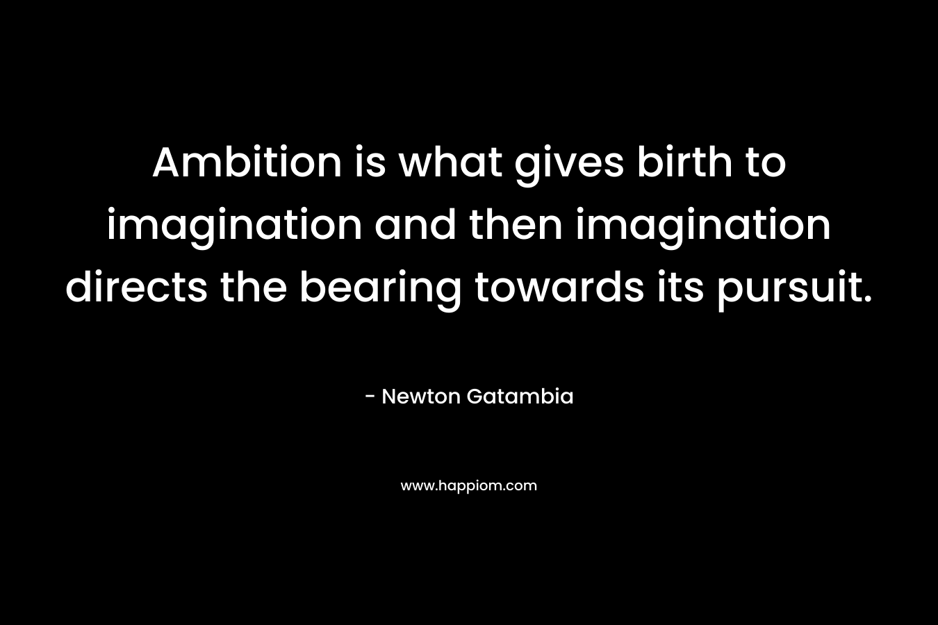 Ambition is what gives birth to imagination and then imagination directs the bearing towards its pursuit. – Newton Gatambia