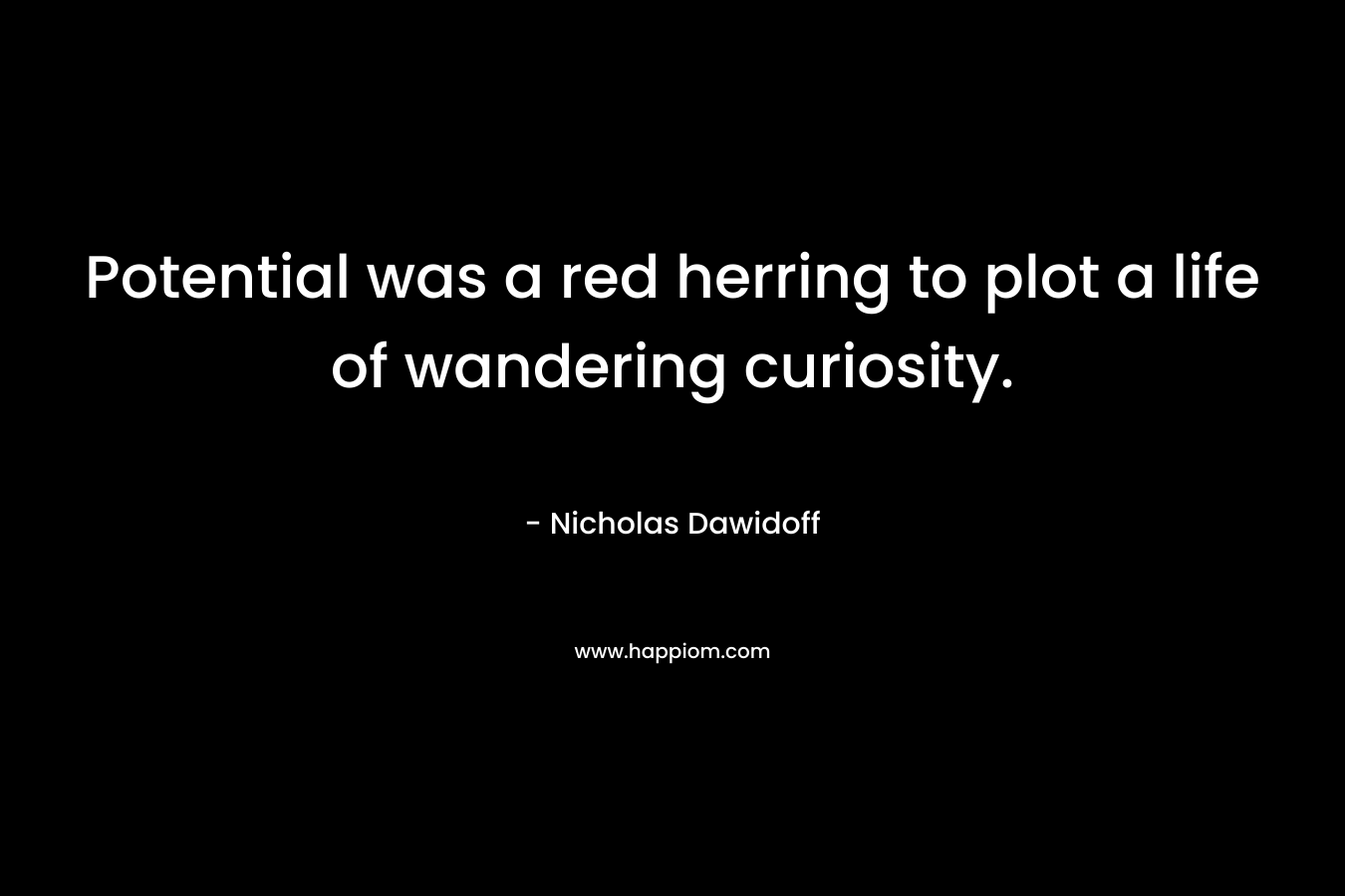 Potential was a red herring to plot a life of wandering curiosity. – Nicholas Dawidoff