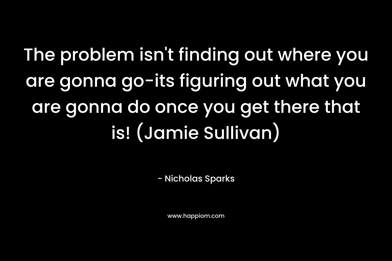 The problem isn’t finding out where you are gonna go-its figuring out what you are gonna do once you get there that is! (Jamie Sullivan) – Nicholas Sparks