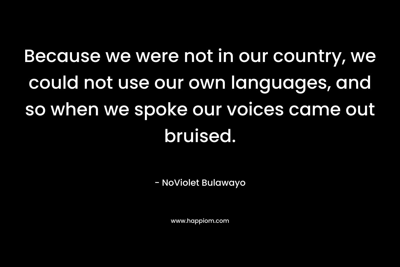 Because we were not in our country, we could not use our own languages, and so when we spoke our voices came out bruised.