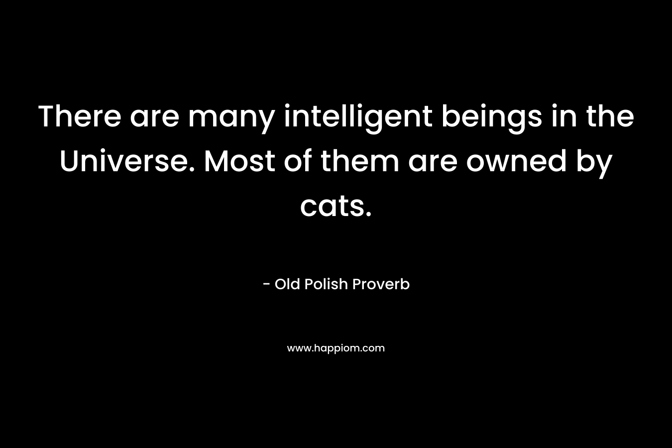 There are many intelligent beings in the Universe. Most of them are owned by cats. – Old Polish Proverb