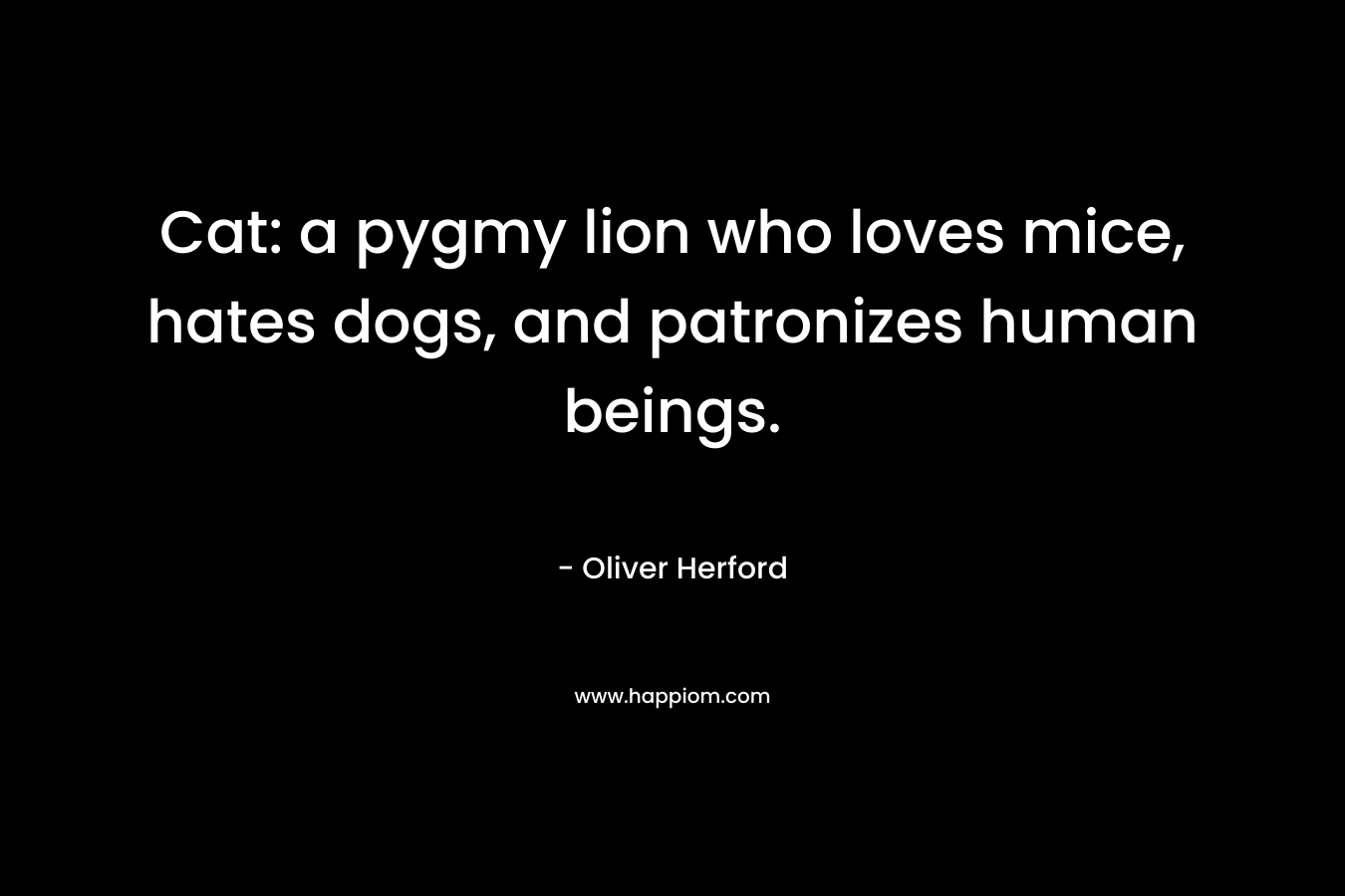 Cat: a pygmy lion who loves mice, hates dogs, and patronizes human beings. – Oliver Herford