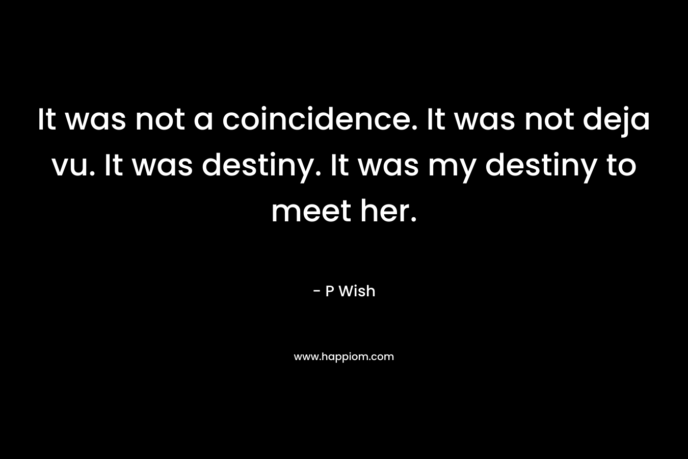 It was not a coincidence. It was not deja vu. It was destiny. It was my destiny to meet her.
