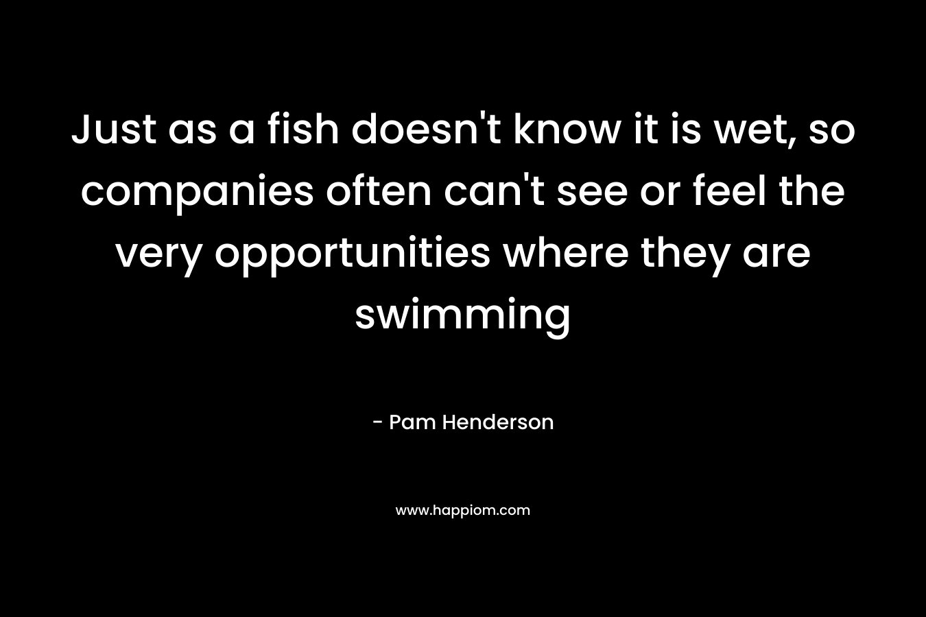 Just as a fish doesn't know it is wet, so companies often can't see or feel the very opportunities where they are swimming