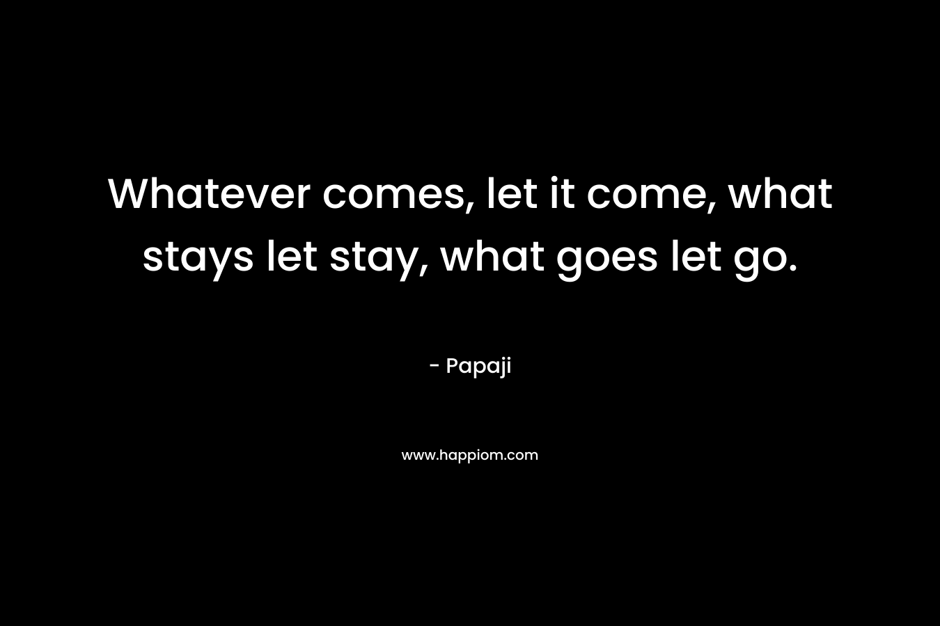 Whatever comes, let it come, what stays let stay, what goes let go. – Papaji