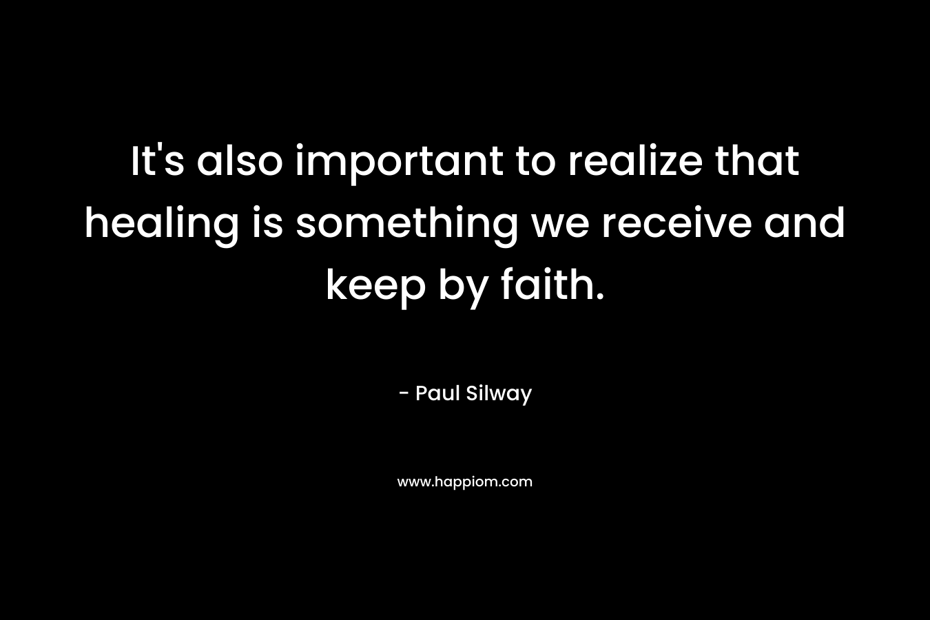 It's also important to realize that healing is something we receive and keep by faith.