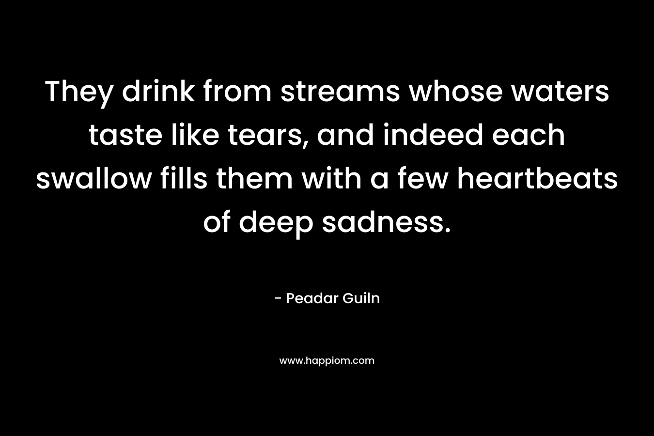 They drink from streams whose waters taste like tears, and indeed each swallow fills them with a few heartbeats of deep sadness. – Peadar  Guiln
