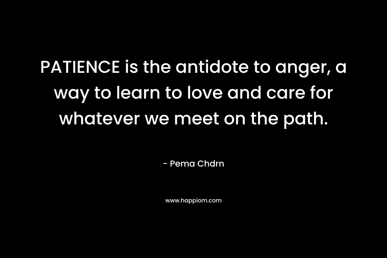 PATIENCE is the antidote to anger, a way to learn to love and care for whatever we meet on the path. – Pema Chdrn