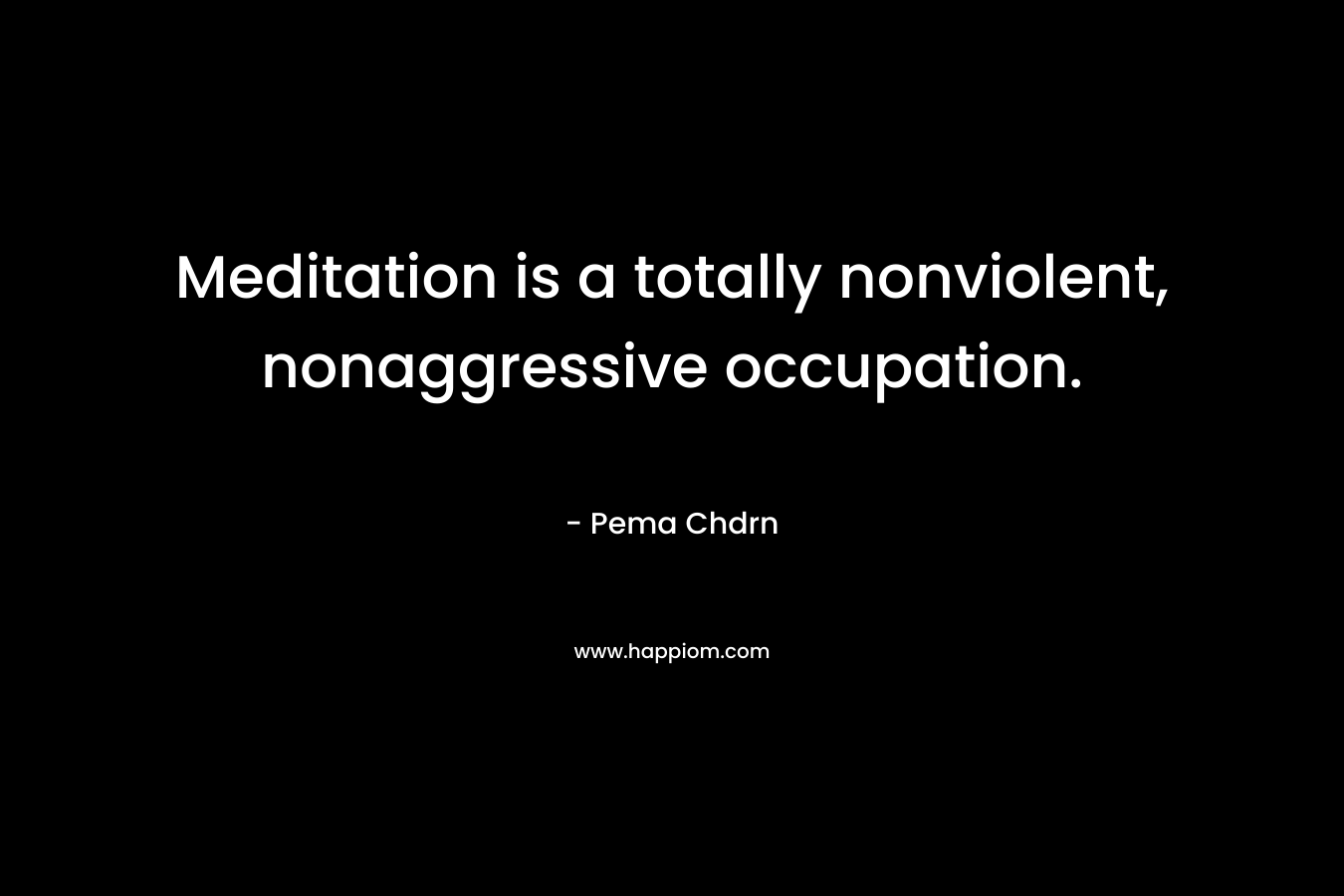 Meditation is a totally nonviolent, nonaggressive occupation.