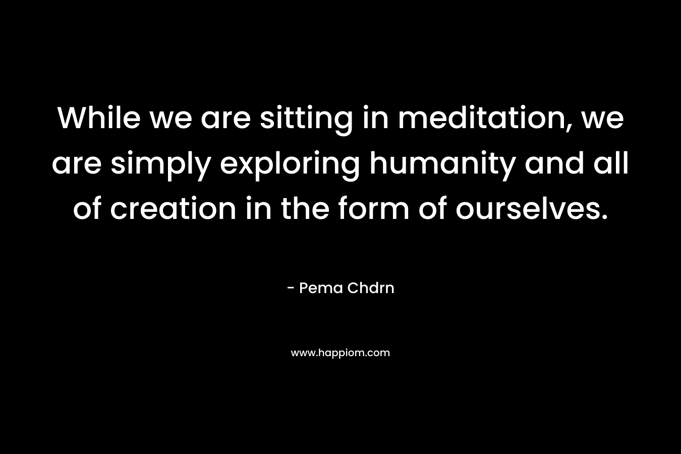 While we are sitting in meditation, we are simply exploring humanity and all of creation in the form of ourselves.