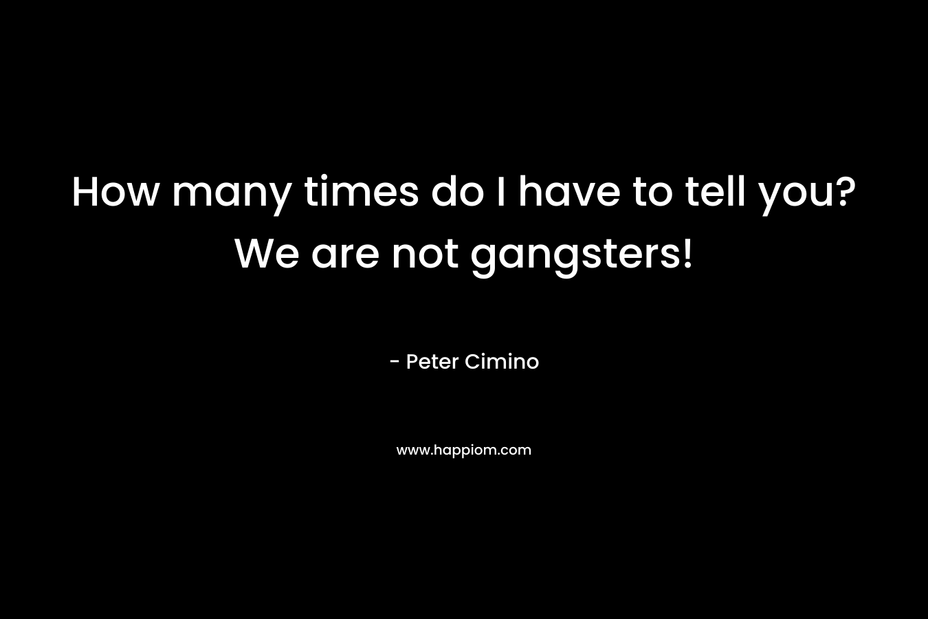 How many times do I have to tell you? We are not gangsters!