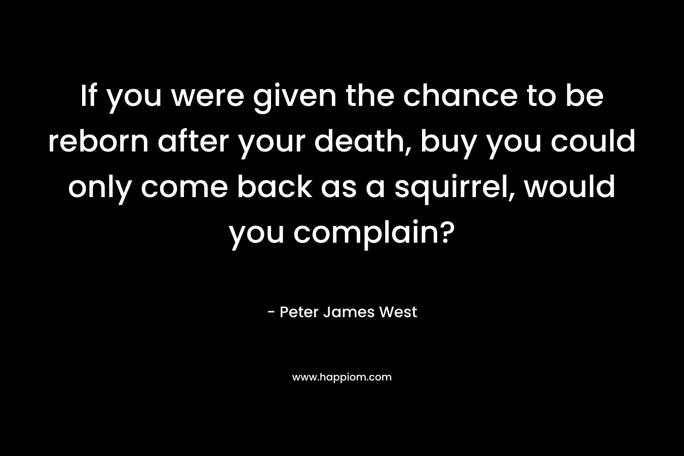 If you were given the chance to be reborn after your death, buy you could only come back as a squirrel, would you complain?