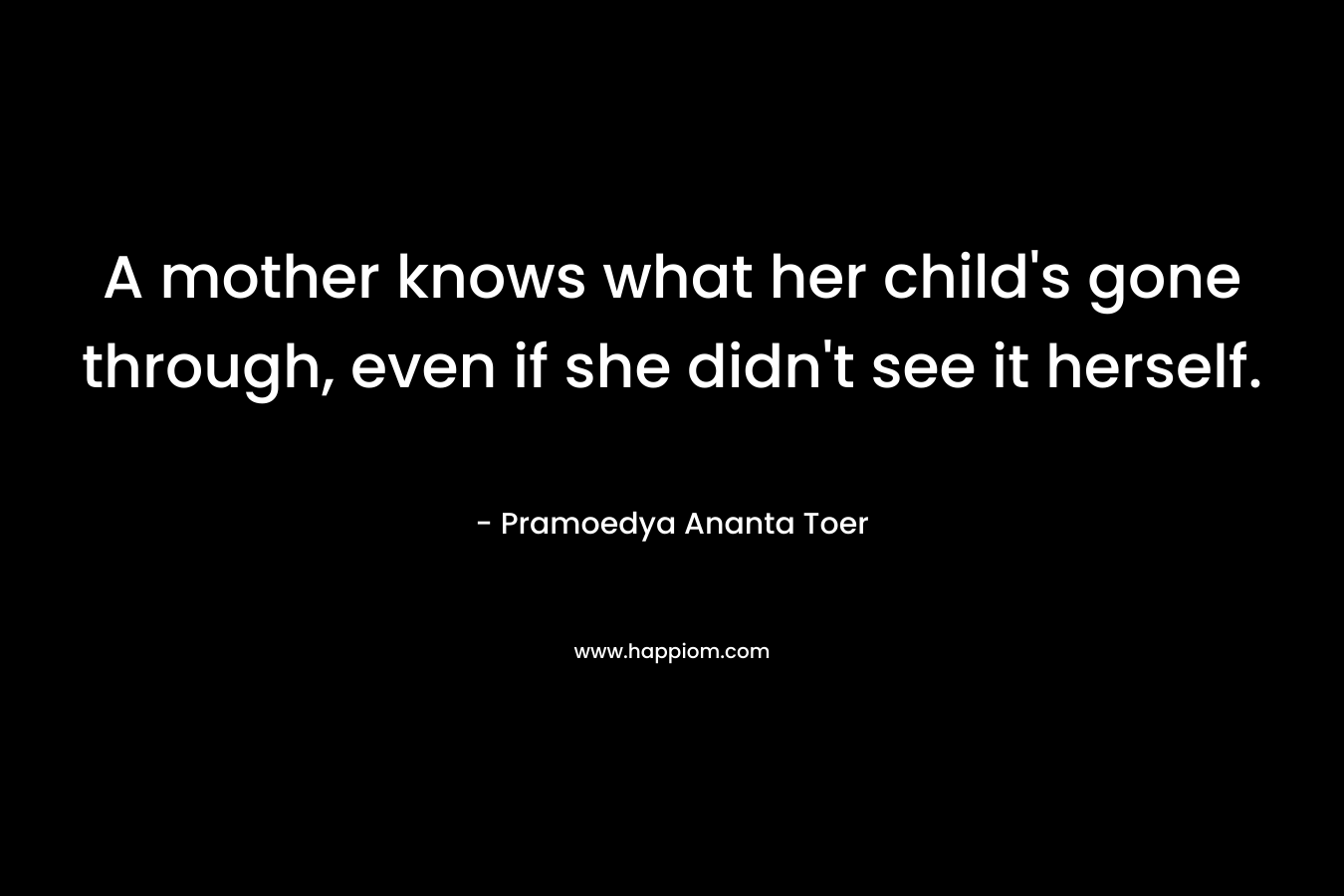 A mother knows what her child’s gone through, even if she didn’t see it herself. – Pramoedya Ananta Toer