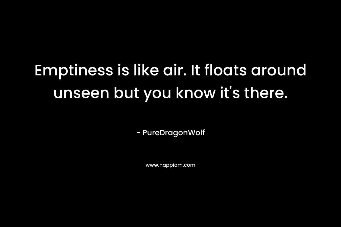 Emptiness is like air. It floats around unseen but you know it’s there. – PureDragonWolf
