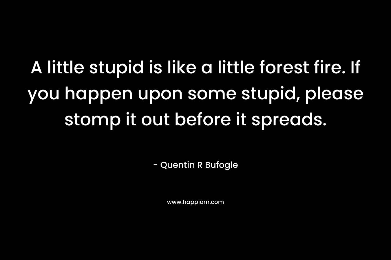 A little stupid is like a little forest fire. If you happen upon some stupid, please stomp it out before it spreads.