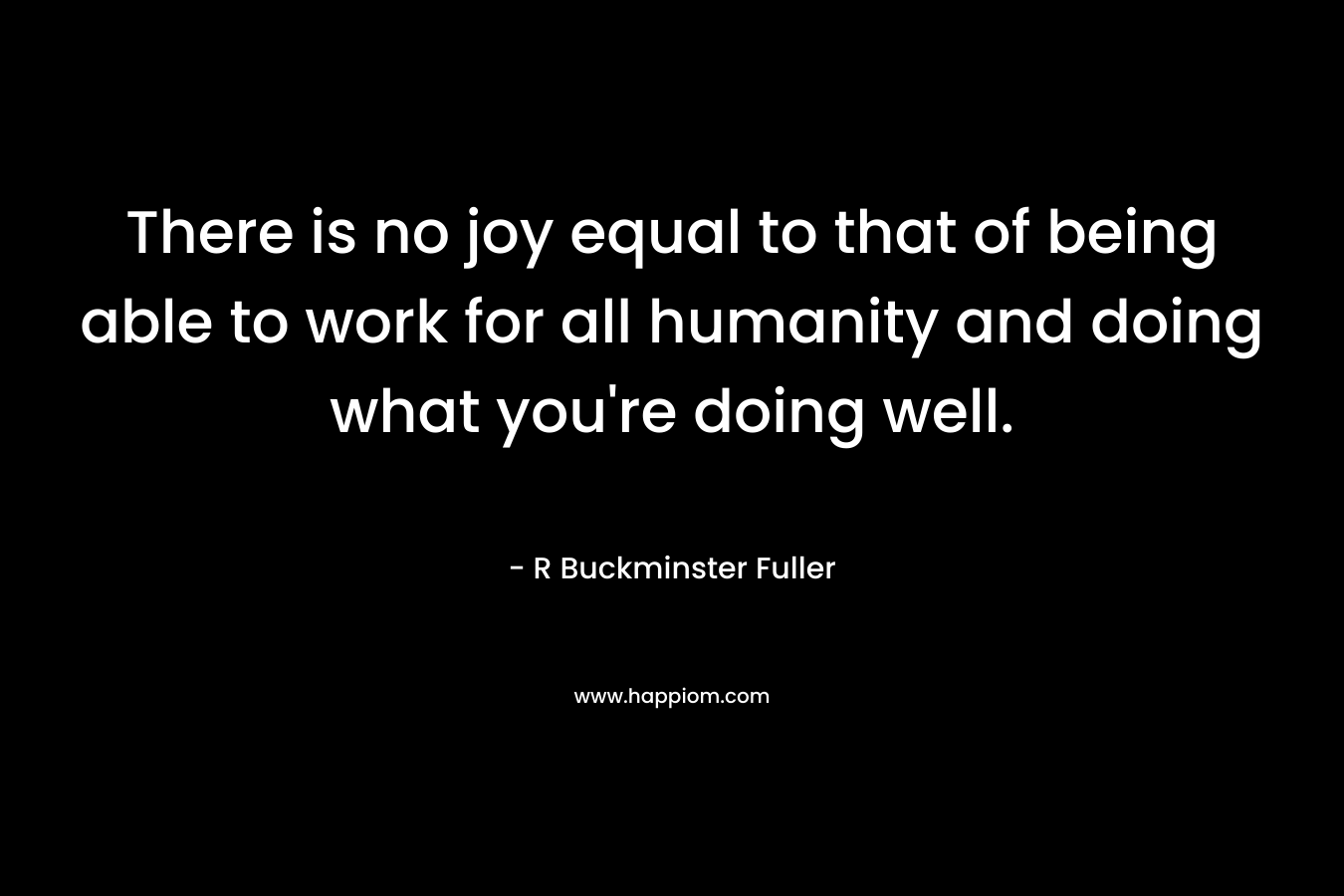 There is no joy equal to that of being able to work for all humanity and doing what you're doing well.
