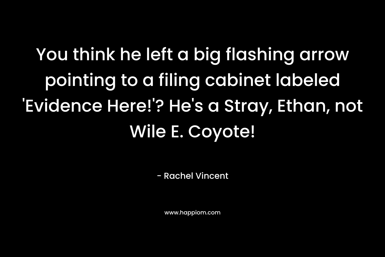 You think he left a big flashing arrow pointing to a filing cabinet labeled 'Evidence Here!'? He's a Stray, Ethan, not Wile E. Coyote!