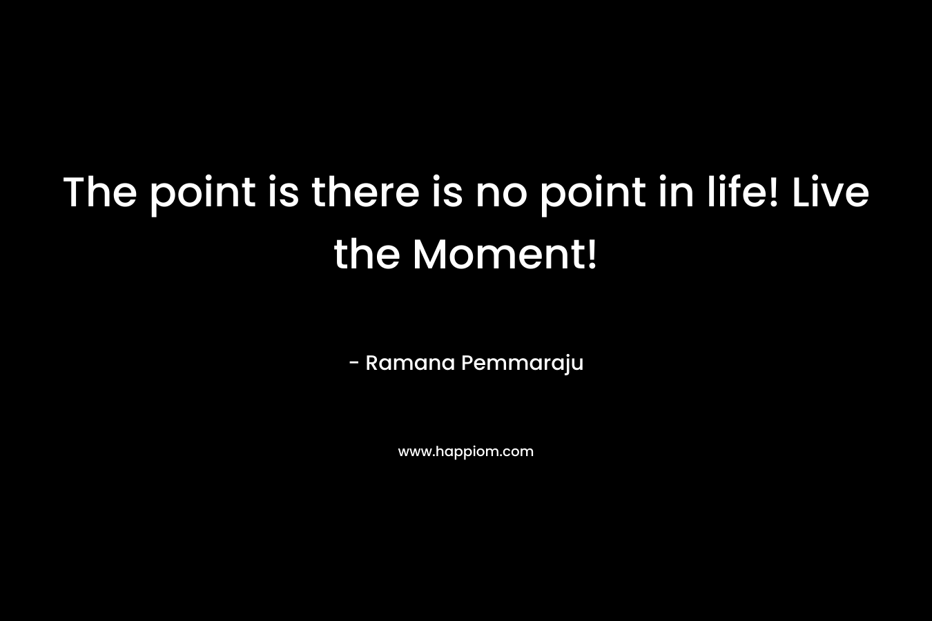 The point is there is no point in life! Live the Moment!