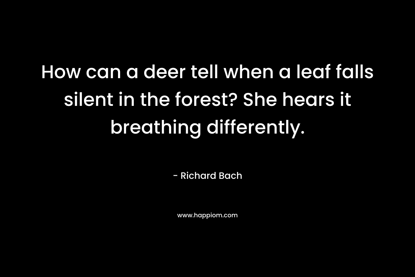 How can a deer tell when a leaf falls silent in the forest? She hears it breathing differently. – Richard Bach