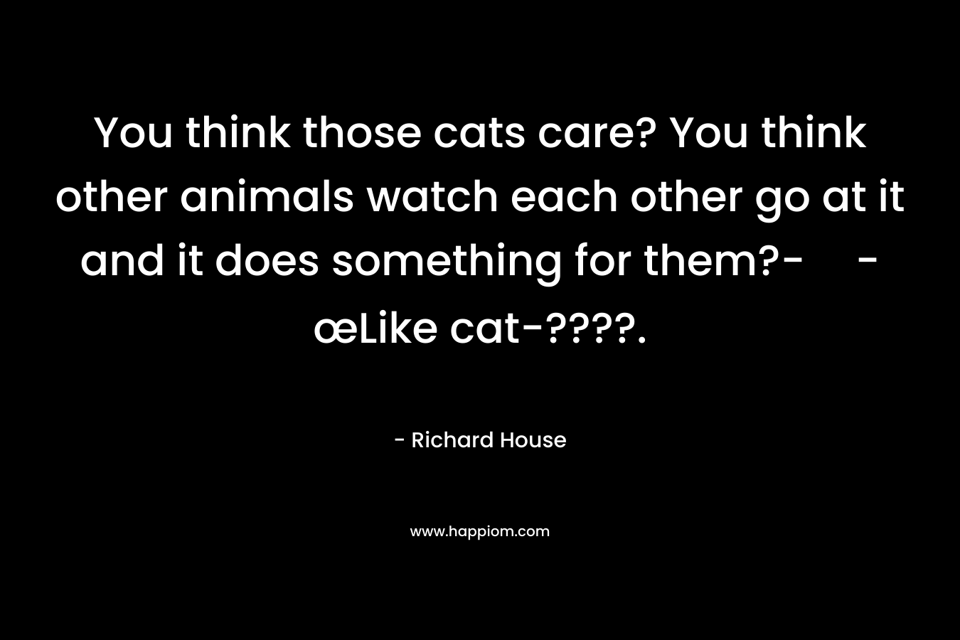 You think those cats care? You think other animals watch each other go at it and it does something for them?--œLike cat-????. – Richard House