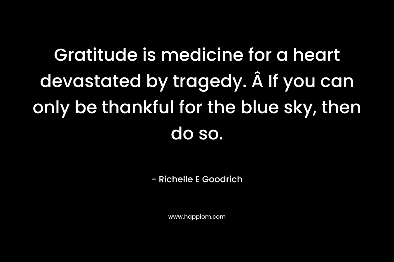 Gratitude is medicine for a heart devastated by tragedy. Â If you can only be thankful for the blue sky, then do so.
